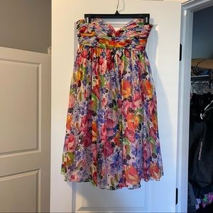 Betsey Johnson floral strapless dress size 8